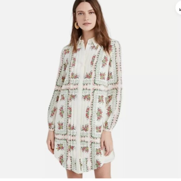 Tory Burch Cora Floral Silk Shirtdress Garden Veil Print Women's 2 - Picture 1 of 7